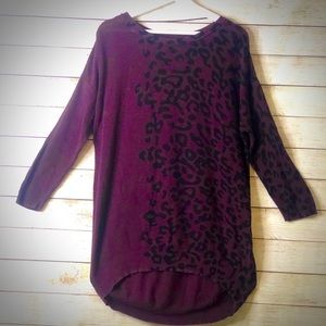 Fall Cheetah Sweater, Long Tunic Leopard Print Med